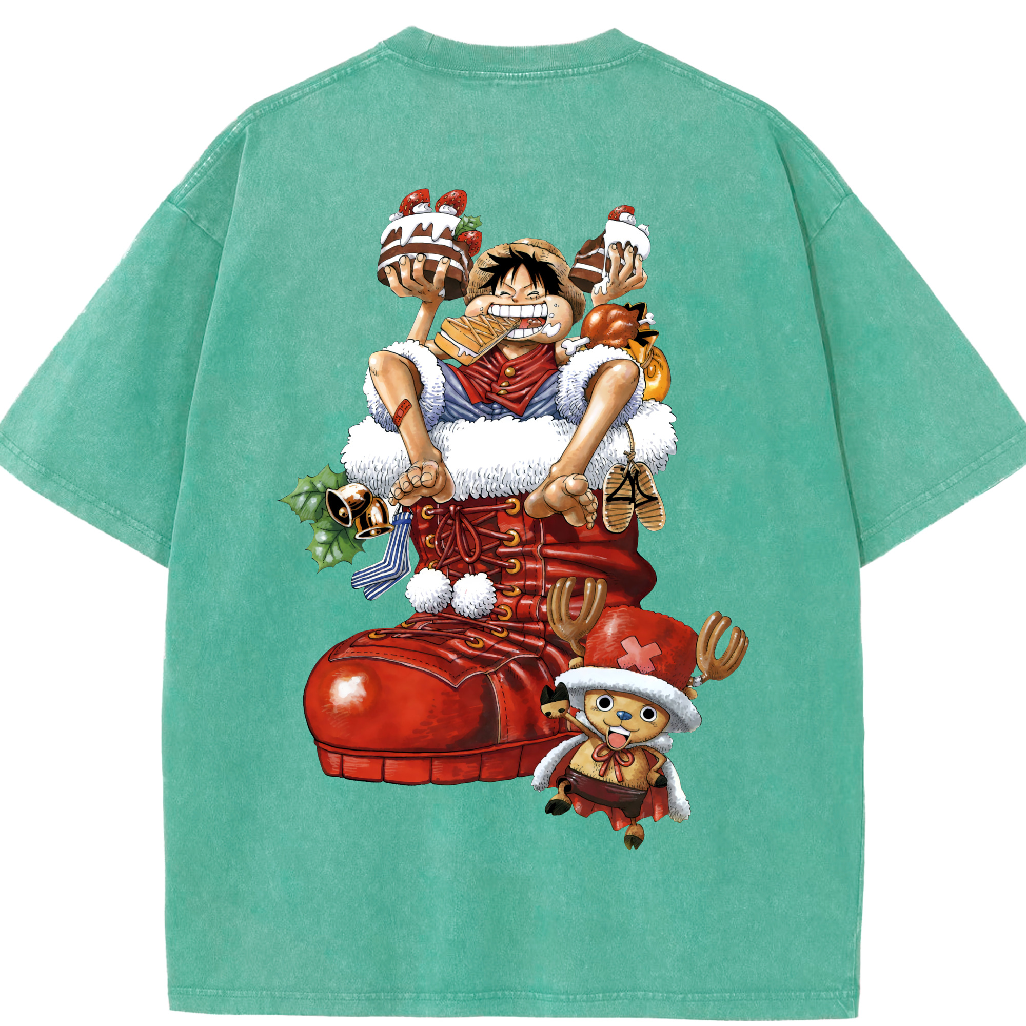 ワンピース モンキー・D・ルフィ ONE PIECE Monkey D. Luffy 綿100% ヴィンテージ風 半袖Tシャツ（背面プリント）